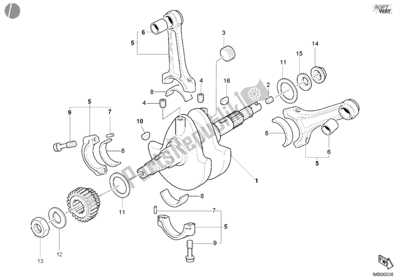 Toutes les pièces pour le Vilebrequin du Ducati Monster S4 Fogarty 916 2002